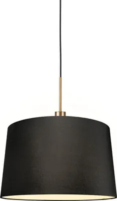 Produktbild von QAZQA - Moderne Hängelampe I Pendellampe I Pendelleuchte Bronze mit Schirm 45 cm schwarz - Combi 1 I Wohnzimmer I Schlafzimmer - Textil Rund - LED geeignet E27