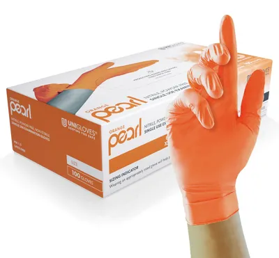 Produktbild von UNIGLOVES Orange Pearl Nitril-Untersuchungshandschuhe