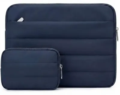 Image de Housse Ordinateur Portable 13 Pouces avec Pochette pour MacBook Air 13 M5 M4 M3 M2 M1 - Bleu Marine
