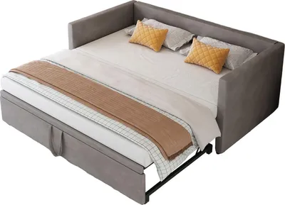 Image de Canapé-lit Extensible 90/180 X 200 Cm Avec Sommier à Lattes,canapé Lit 2 Places,velours, Gris
