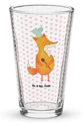 Produktbild von Mr. & Mrs. Panda Glas Fuchs Koch - Transparent - Geschenk, Chefkoch, Küche Deko, Bierglas, Tumbler, Pintglas, Trinkglas, Bäcker, Hungrig, Cocktailglas