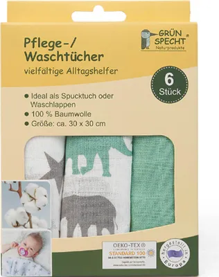 Obrázek produktu pro 6 utěrek na praní/ošetřování 30x30 cm - zelené