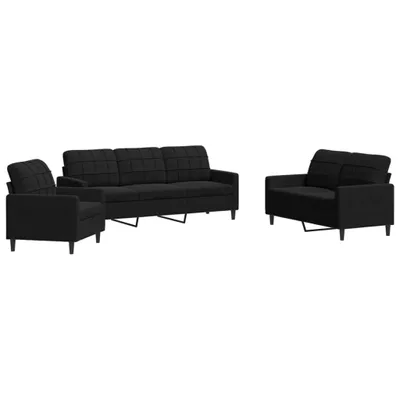 Produktbild von 3-tlg. Sofagarnitur mit Kissen Schwarz Samt