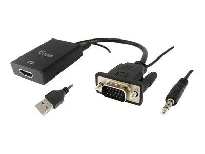 Produktbild von Equip VGA auf HDMI Adapter. mit Audio. schwarz. 15cm