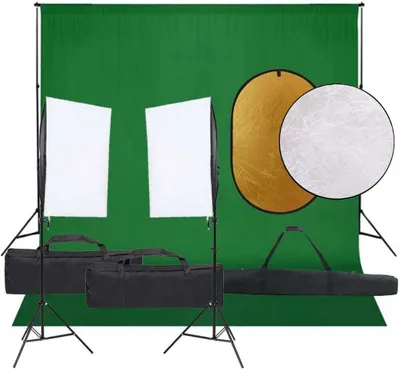 Produktbild von "im Sonderangebot"Fotostudio-Set - elegantes Design - mit Beleuchtung, Hintergrund und Reflektor Promotion158957 - Lampenstative