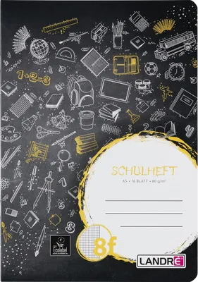 Produktbild von LANDRÉ Schulheft A5, 16 Blatt, 80 g/m², Lineatur 8 (rautiert mit Rand rechts)
