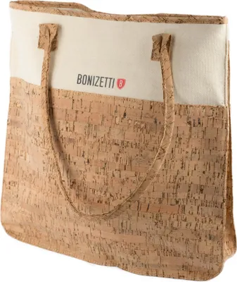 Produktbild von Bonizetti Korktasche Tragetasche CARINA 36cm x 36cm x 9cm Damentasche aus recyceltem Canvas und Kork Kork rau vegane und nachhaltige Handtasche, Henkeltasche, Shopper, Tragetasche, Schultertasche