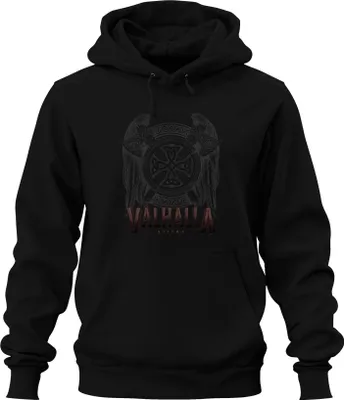 Obrázek produktu pro Valhalla Rising Vikingská mytologie Odin's Raven Valknut Symbol Uni mikina s kapucí, černá, M