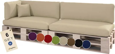 Produktbild von Palettenkissen für Palettenmöbel - 6er Set - Palettenauflage für Palettensofa für Haus Garten - Palettenpolster mit abnehmbarem Bezug für Europaletten - Rückenkissen & Sitzkissen Cremefarben