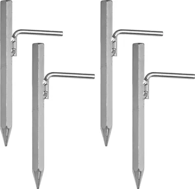 Obrázek produktu pro Zemní kotva 4 ks 20 cm s L-hákem z pozinkované oceli - robustní kolík pro bezpečné upevnění stanů, altánů a plachet - ideální pro pevný terén a kempování