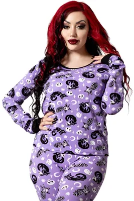 Produktbild von Killstar Lounge Top - Purr Off Long Sleeve Plum S