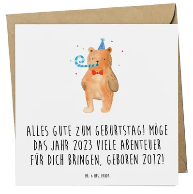Produktbild von Mr. & Mrs. Panda Grußkarte 2012 Geburtstag - Weiß - Geschenk, doppelkarte, Alter, faltkarte, anlasskarte, Glückwunsch, Glückwunschkarte, Happy Birthday, Jahr, Klappkarte