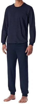 Obrázok produktu pre Pyžamová súprava Schiesser Comfort Essentials pozostáva z trička s dlhým rukávom a dlhých nohavíc, Vyrobené zo 100 % vysokokvalitnej bavlny, Vysoký komfort nosenia