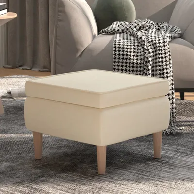 Obrázok produktu pre The Living Store Stolička s drevenými nohami krémová látka