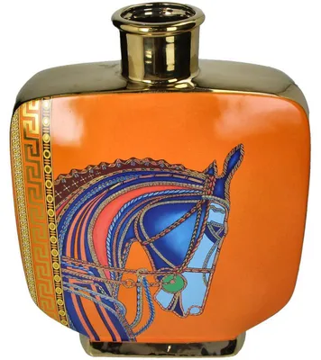 Imagen del producto de Jarrón de colección HD, diseño de caballo, cerámica, color naranja, 26,5 x 10,2 x 34 cm