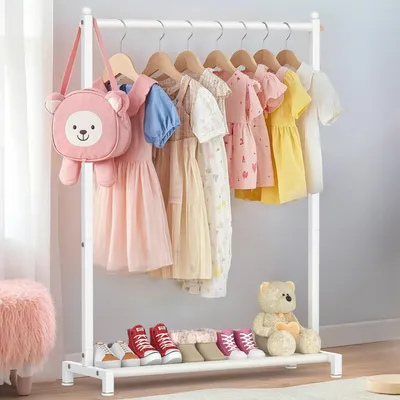 Image de Omgoods - Étagère à vêtements pour enfants avec espace de rangement intégré