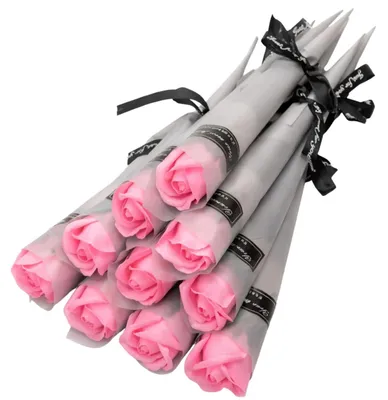Image de Bouquet de 10 roses en savon roses – Un cadeau raffiné pour elle