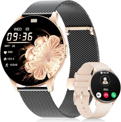 LIGE Damen Smartwatch mit Telefonfunktion 1.43 Zoll AMOLED Display Fitnessuhr mit 120 Sportmodi Herzfrequenz und Schlaftracking