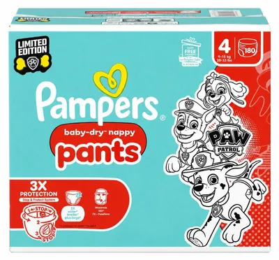 Produktbild von Pampers Baby Dry Pants Gr. 4 (9-15 kg) 180 St. Paw Patrol