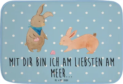 Produktbild von Mr. & Mrs. Panda Badteppich Hasen Muschel - Blau Pastell - Geschenk, Muttertag, Freundin, Duschvorleger, badezimmervorleger, Muscheln, Badematte, Meer, badezimmermatte