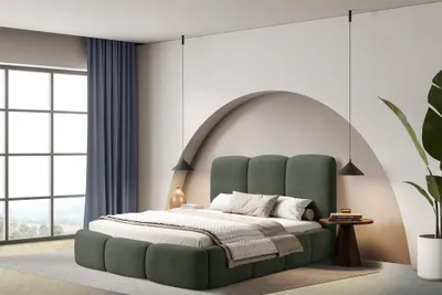 Produktbild von Polsterbett Doppelbett GRACIA 180x200cm in Stoff Macau Forest