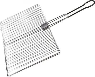 Produktbild von Grill mit doppelter Grillfläche und kompakten Abmessungen von 41 x 25 x 50 cm