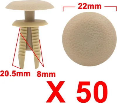 Image de 50PCS 8mm Beige camion Auto pare-chocs  Rivets en plastique Poussez dans clips type