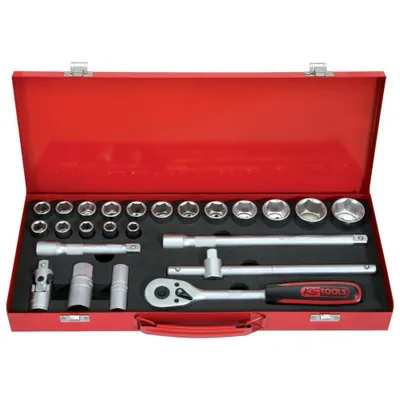 Produktbild von KS Tools 917.4024, Steckschlüssel-Satz, 1/2", 24 Kopf/Köpfe, Chrom-Vanadium-Stahl, 5 kg