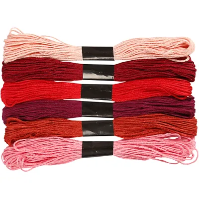 Produktbild von Creativ Company Stickgarn, Stärke 1 mm, rote Harmonie, 6 Knäuel 1 Box