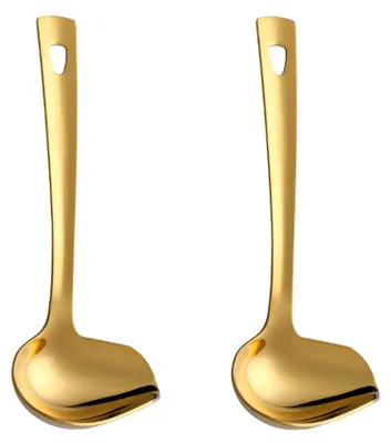 Saußenlöffel 2er-Set, Edelstahl, gold, 22 cm, mit Aufhängeloch