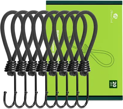 Imagen del producto de Abrazaderas de goma con gancho, 15 cm, paquete de 20 unidades, resistentes a los rayos UV, para tiendas de campaña y lonas