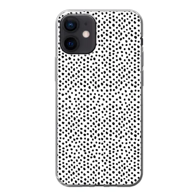 Produktbild von MuchoWow® Handyhülle Schutzhülle Hülle für iPhone 12 Polka dots - Schwarz - Weiß Silikon Softcase Handy Hülle - Schutzhülle