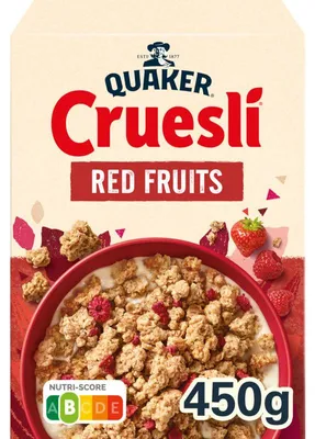 Produktbild von Quaker Cruesli Rote Früchte Müsli 450g – Knuspriges Frühstück mit Haferflocken & Nüssen