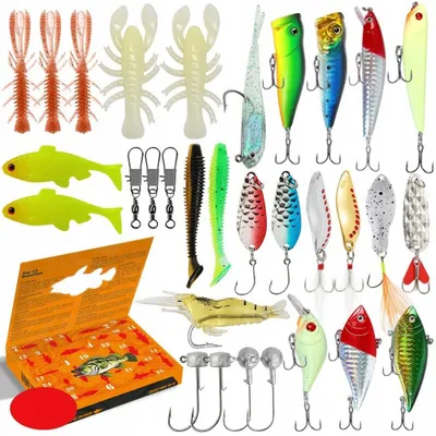 Produktbild von Wobbler, Kunstköder, 24er Angelköder-Set, Bassköder, Angelzubehör, Simulierter Hechtköder, Leuchtender Angelköder, Zander, Barsch, Forelle, Raubfisch