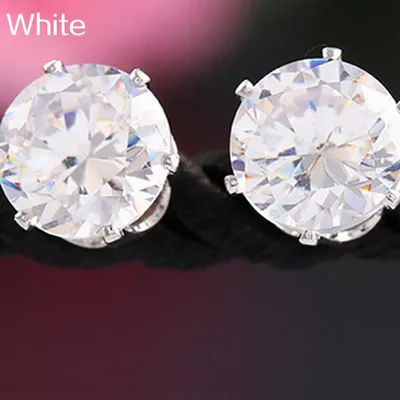 Produktbild von Uni Mode elegant funkelnde runde Zirkon eingelegte Ohrstecker Ohrringe Schmuck-Weiß