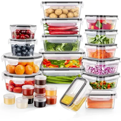 Produktbild von 26-teiliges Lebensmittel-Aufbewahrungsset mit Druckverschluss – Auslaufsichere Plastikbehälter für Küche, Meal Prep & Lunchbox-Organisation