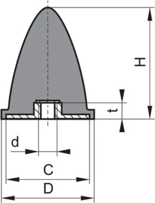Produktbild von Gummi-Metall-Puffer parabelförmig Typ E D30xH36 M8 NR57