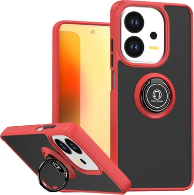 Image de Etui pour Oppo A40/A3x 4G étui en TPU translucide mat avec support d'anneau et stand Rouge