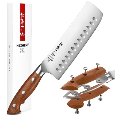 Nakiri-Messer, japanisches Hackmesser, 18,7 cm Klinge, Rotholzgriff