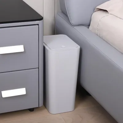 Obrázok produktu pre Odpadkový kôš 10 litrov, sivý, s výklopným vekom, do kúpeľne