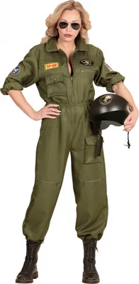 Produktbild von Luftwaffen Kampfjet Pilotin Frauenkostüm für Fasching & Motto Party Größe: L