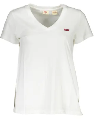 Produktbild von Weißes Damen-T-Shirt: Kurzarm, V-Ausschnitt, Logodesign - Perfekt für Sie!