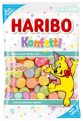 Produktbild von Haribo Konfetti 160 g – Bunte Schaumzucker‑Fruchtgummis, süß & spritzig