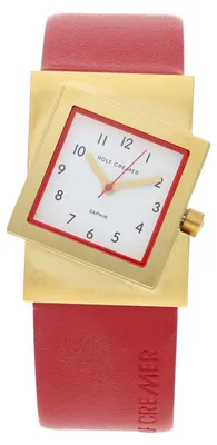 Produktbild von Rolf Cremer Uhr Turn-S Saphirglas 507716 Lederband, Edelstahl, rot