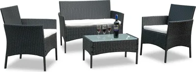 Produktbild von EINFEBEN gartenmoebel-sets Lounge  Garnitur Relax-Lounge Sofa Balkon Sitzgruppe Tisch Glas