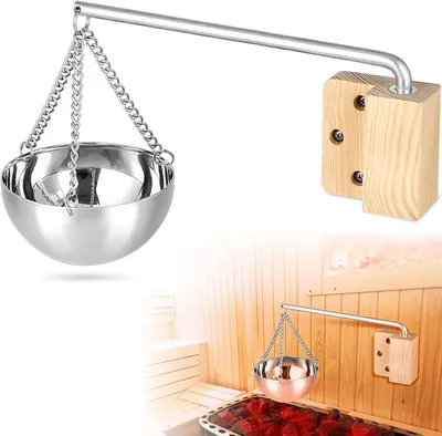 Produktbild von Aroma Schüssel Sauna, 350 ML Edelstahl Aroma Schüssel mit Zubehör, für Spa Sauna Verdampferschale Hängend Schüssel Tasse ätherische Öl Schüssel