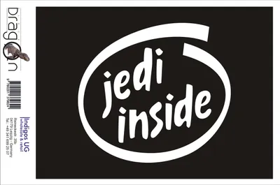 Produktbild von Aufkleber / Autoaufkleber - JDM / Die cut / Auto / OEM - Jedi inside - 120x110 mm weiß - Heckscheibe / Heckscheibenaufkleber