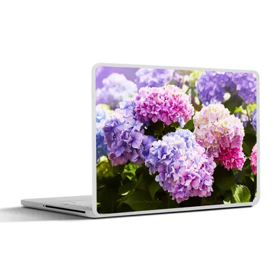Produktbild von MuchoWow® Laptop Aufkleber Sticker Cover Blumen - Hortensie - Rosa - Blätter - Sonne 30x21 cm - Sticker für Laptop - Selbstklebend