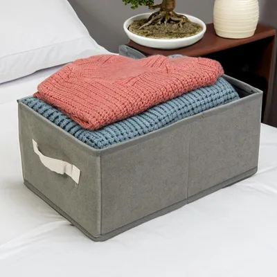 Zdjęcie produktu dla Materiałowe pudełko do przechowywania - 38,5 x 24 x 16,5 cm - szary, productTiles.product.images.aiGenerated