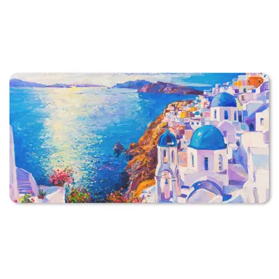 Produktbild von MuchoWow® Mauspad Mousepad Malerei - Griechenland - Wasser - Öl 60x30 cm - Mousepads - Maus Mat - Pad - Mausunterlage - Nachhaltig